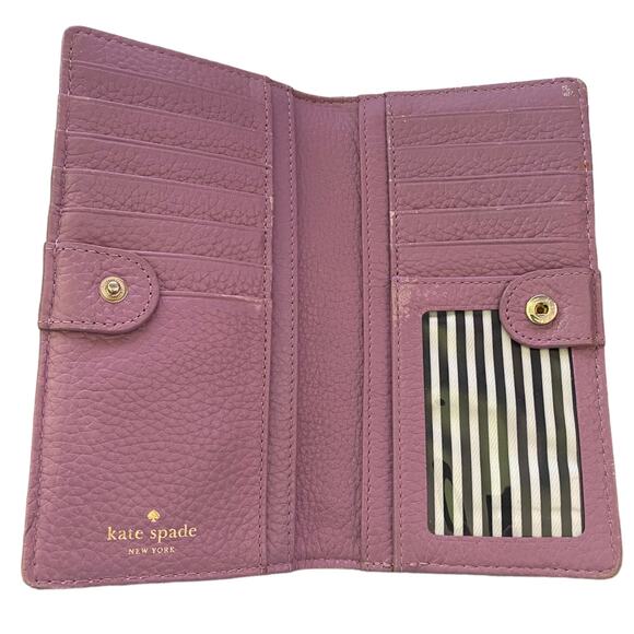 Kate Spade Bifold Purple Lavender Snap Wallet - Picture 7 of 10